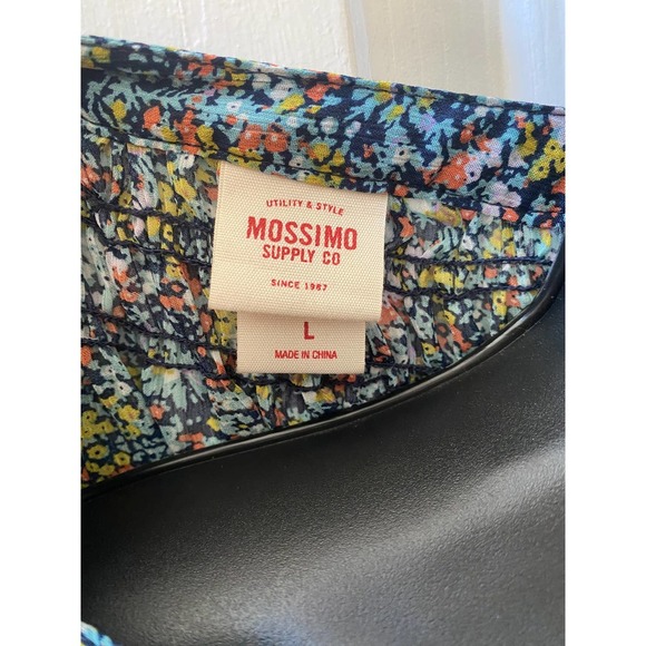 Womens 3/4 Sleeve Tunic Large Button Front Navy Floral by Mossimo - Picture 7 of 9